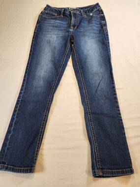 kensie Women's Straight Jeans Blue Denim Stretch Pockets Regular Fit